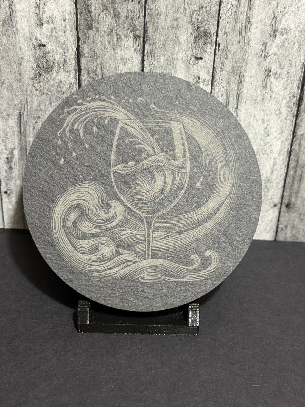 Wine Glass Slate Engraved Coasters Item # 5969-190-30