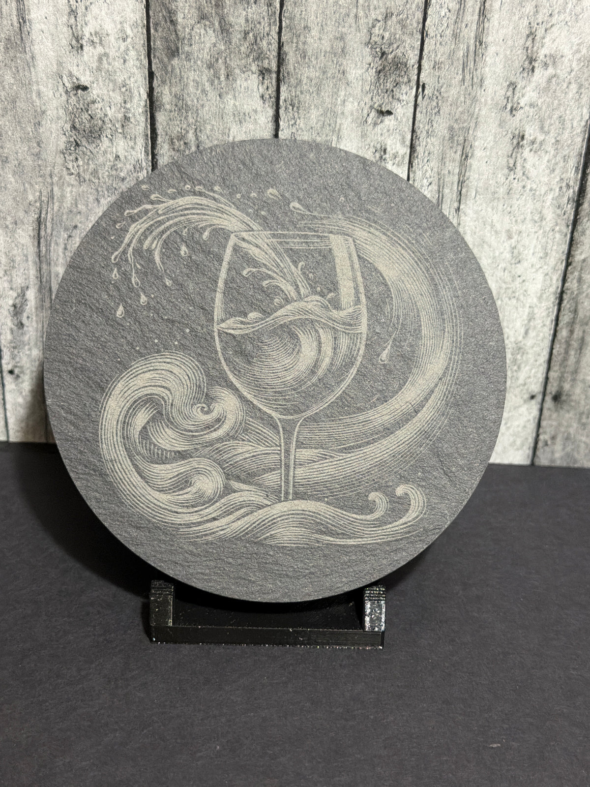 Wine Glass Slate Engraved Coasters Item # 5969-190-30