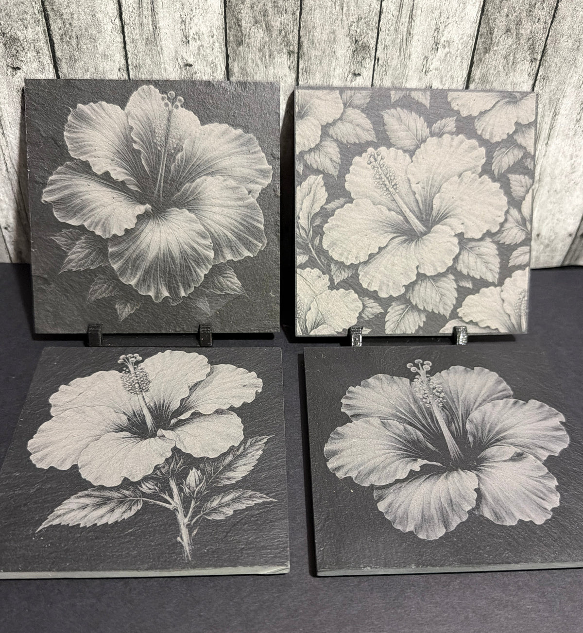 Hibiscus Flower Slate Coasters Item # 01021828