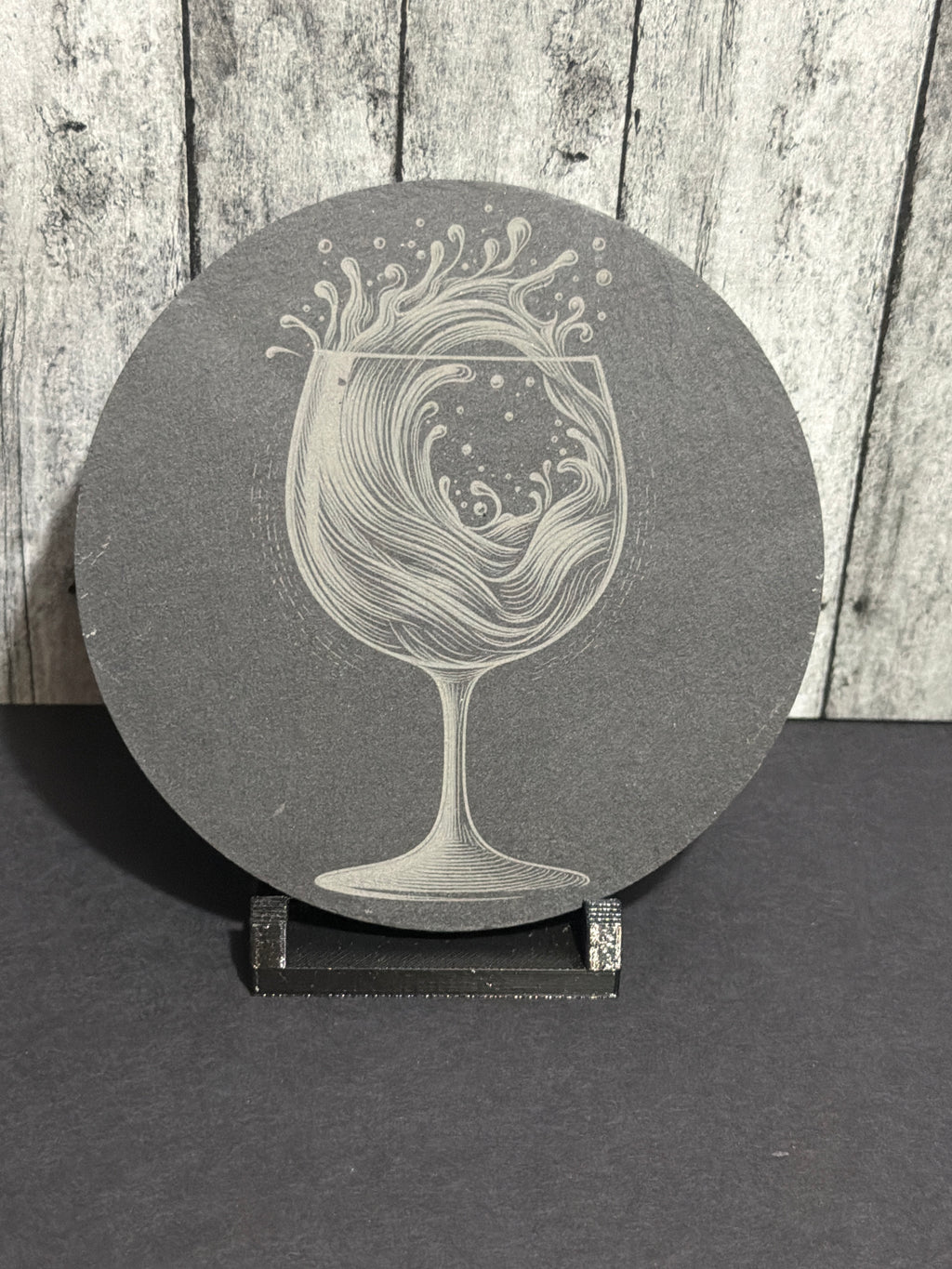 Wine Glass Slate Engraved Coasters Item # 5969-190-30