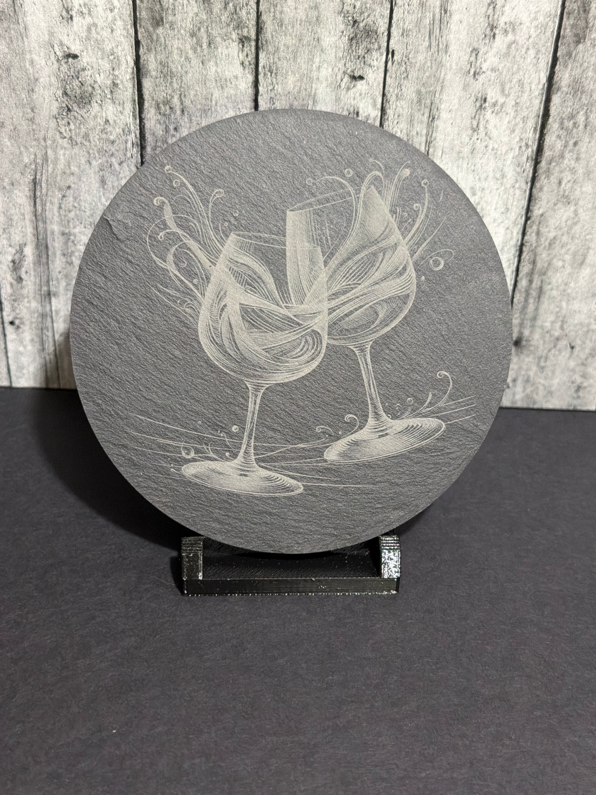 Double Splash Wine Glass Slate Coasters Item # 9195-158-138