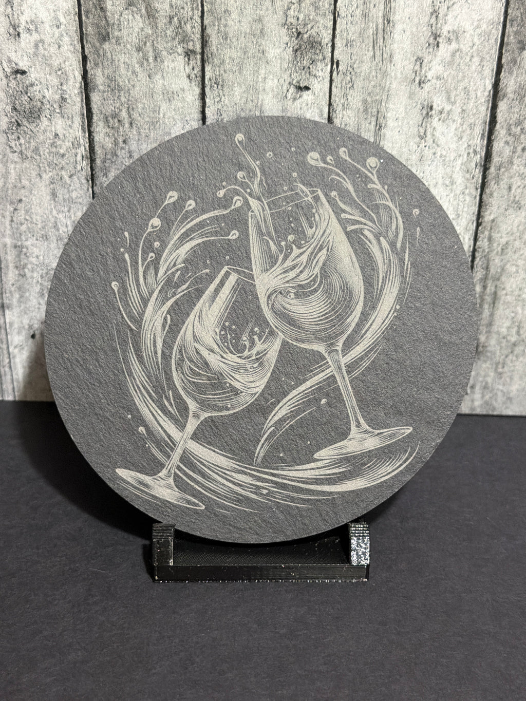 Double Splash Wine Glass Slate Coasters Item # 9195-158-138
