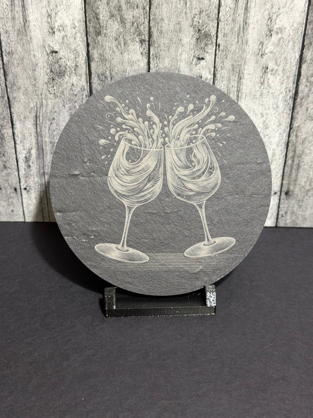 Double Splash Wine Glass Slate Coasters Item # 9195-158-138