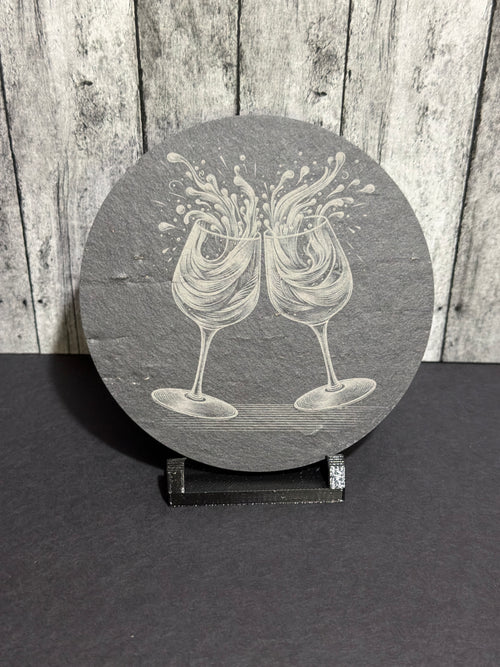 Double Splash Wine Glass Slate Coasters Item # 9195-158-138