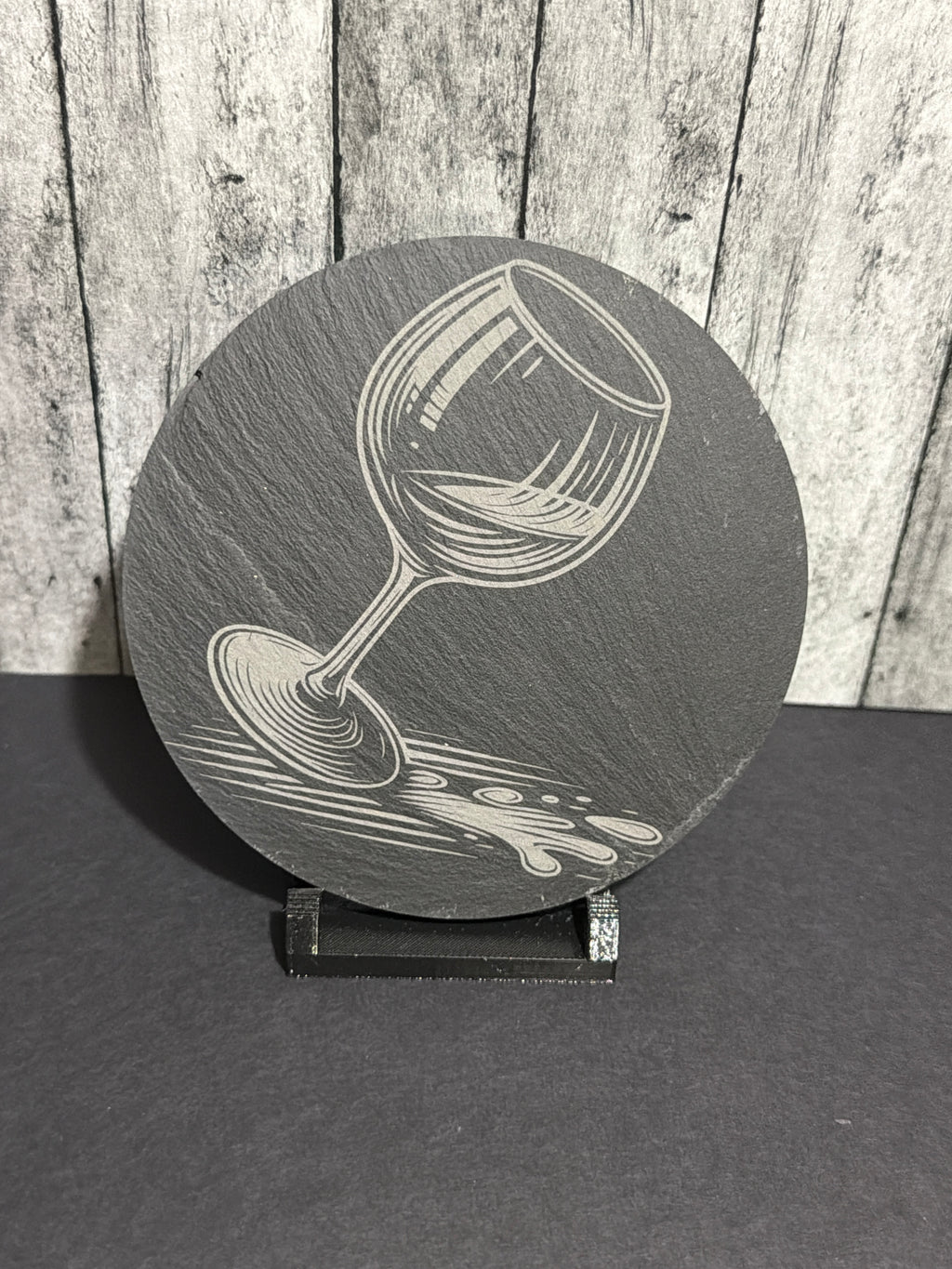 Wine Glass Slate Engraved Coasters Item # 5969-190-30