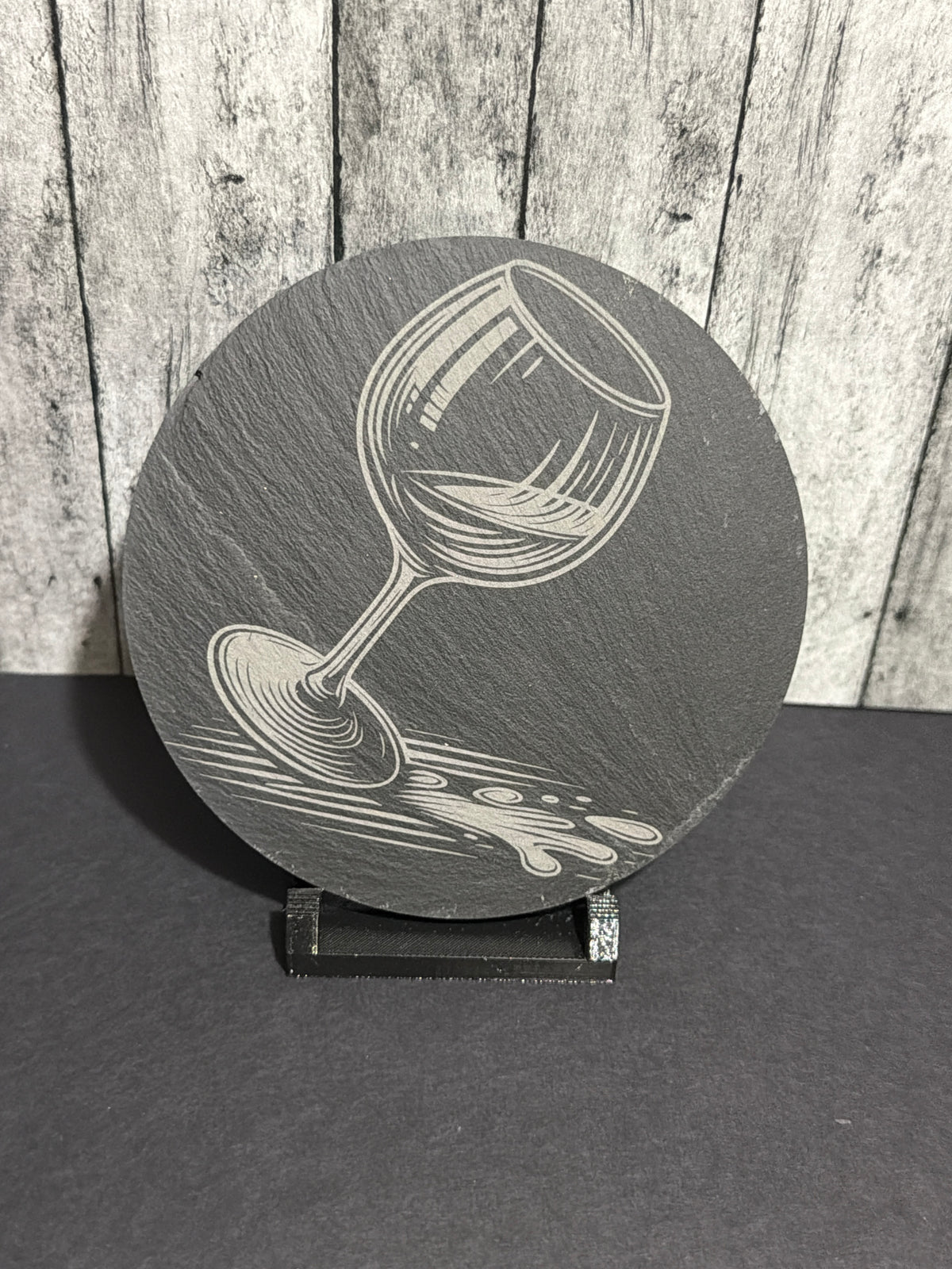 Wine Glass Slate Engraved Coasters Item # 5969-190-30