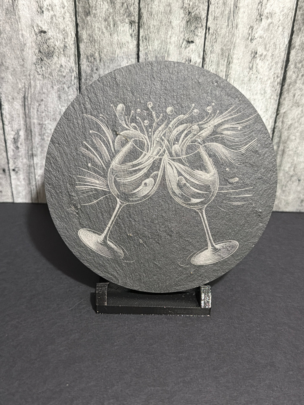Double Splash Wine Glass Slate Coasters Item # 9195-158-138