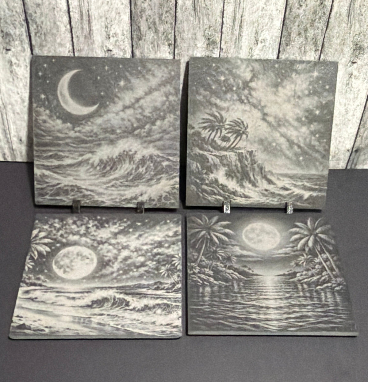 Night View Beach Slate Engraved Coasters Item # 01020305
