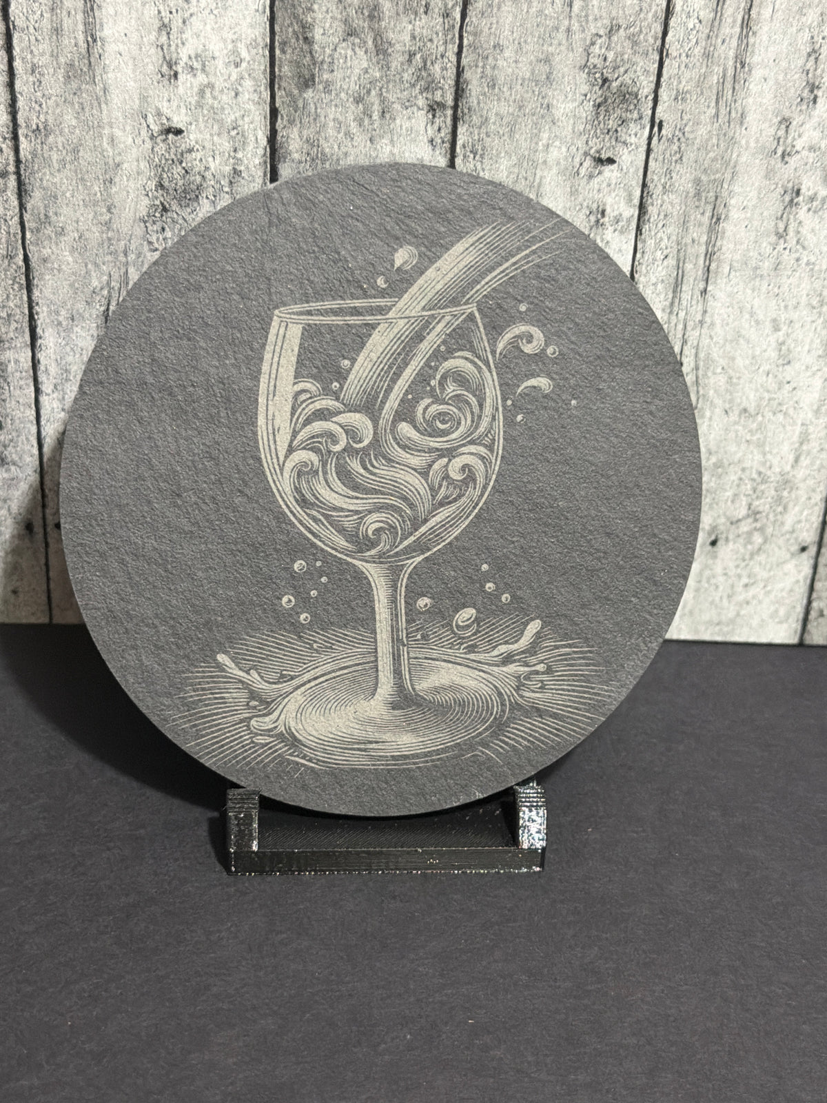 Wine Glass Slate Engraved Coasters Item # 5969-190-30